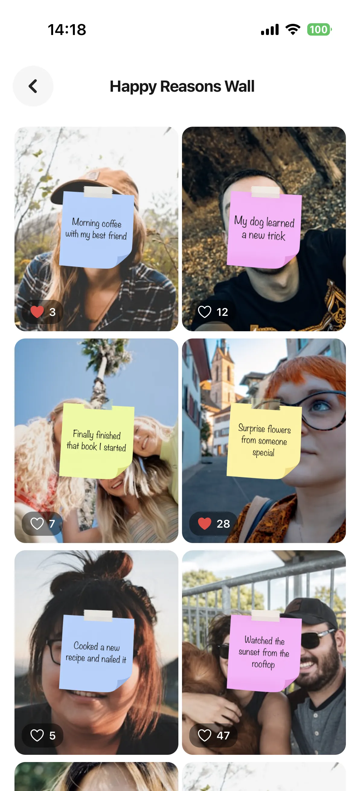 Happy reasons community feed